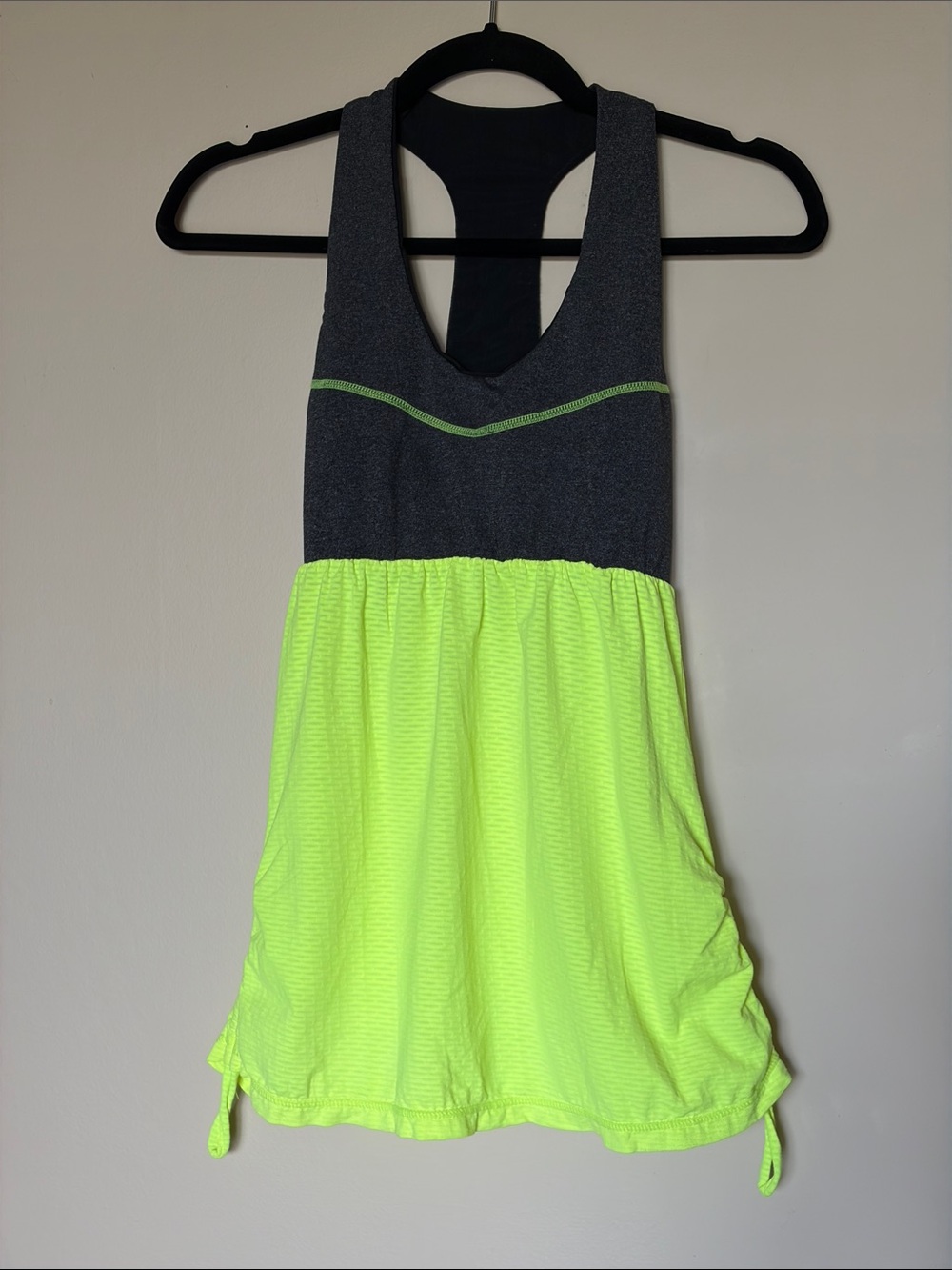 Glyder Neon Yellow and Charcoal Racerback Tank Top